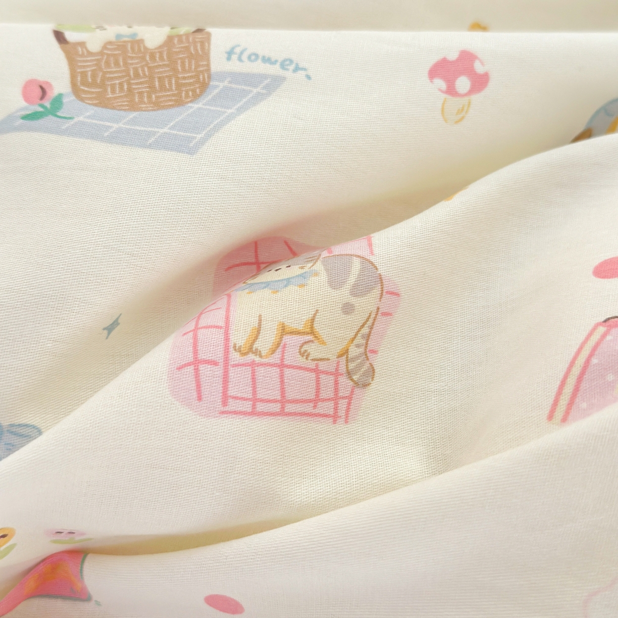 91家纺网 家纺一手货源 找家纺 清雅福 2025新款全棉柔软印花系列单床笠 滚滚绣球团