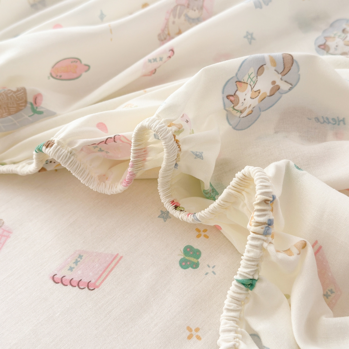 91家纺网 家纺一手货源 找家纺 清雅福 2025新款全棉柔软印花系列单床笠 滚滚绣球团