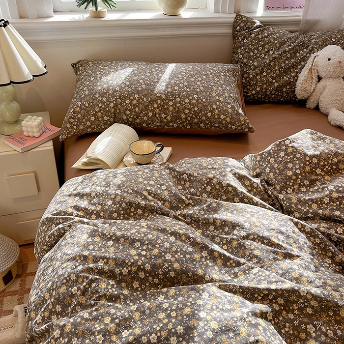 91家纺网 家纺一手货源 找家纺 一比一家纺 2026新款古法水洗仿棉云感纱A类四件套 知秋