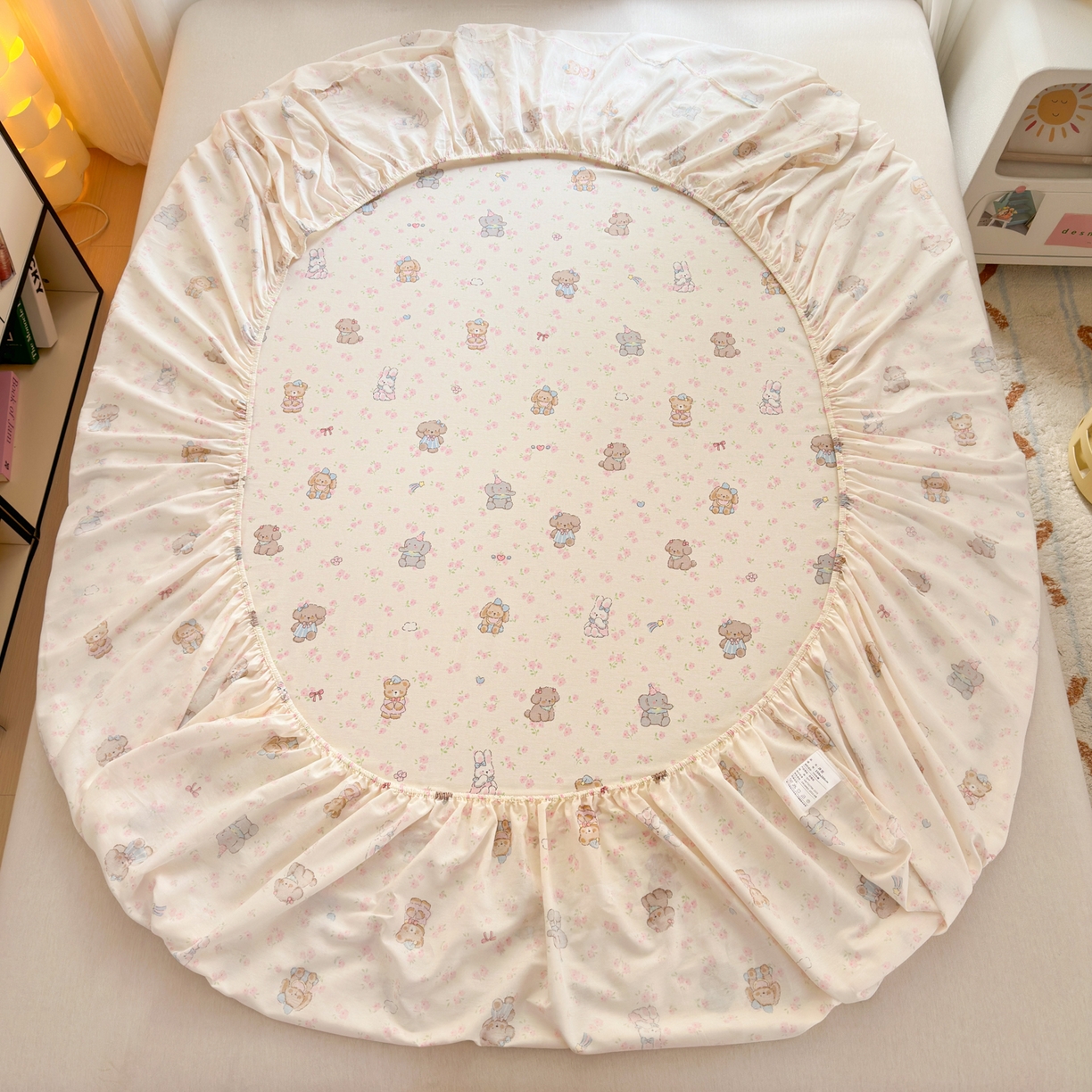 91家纺网 家纺一手货源 找家纺 清雅福 2025新款全棉柔软印花系列单床笠 奶酪幼儿园