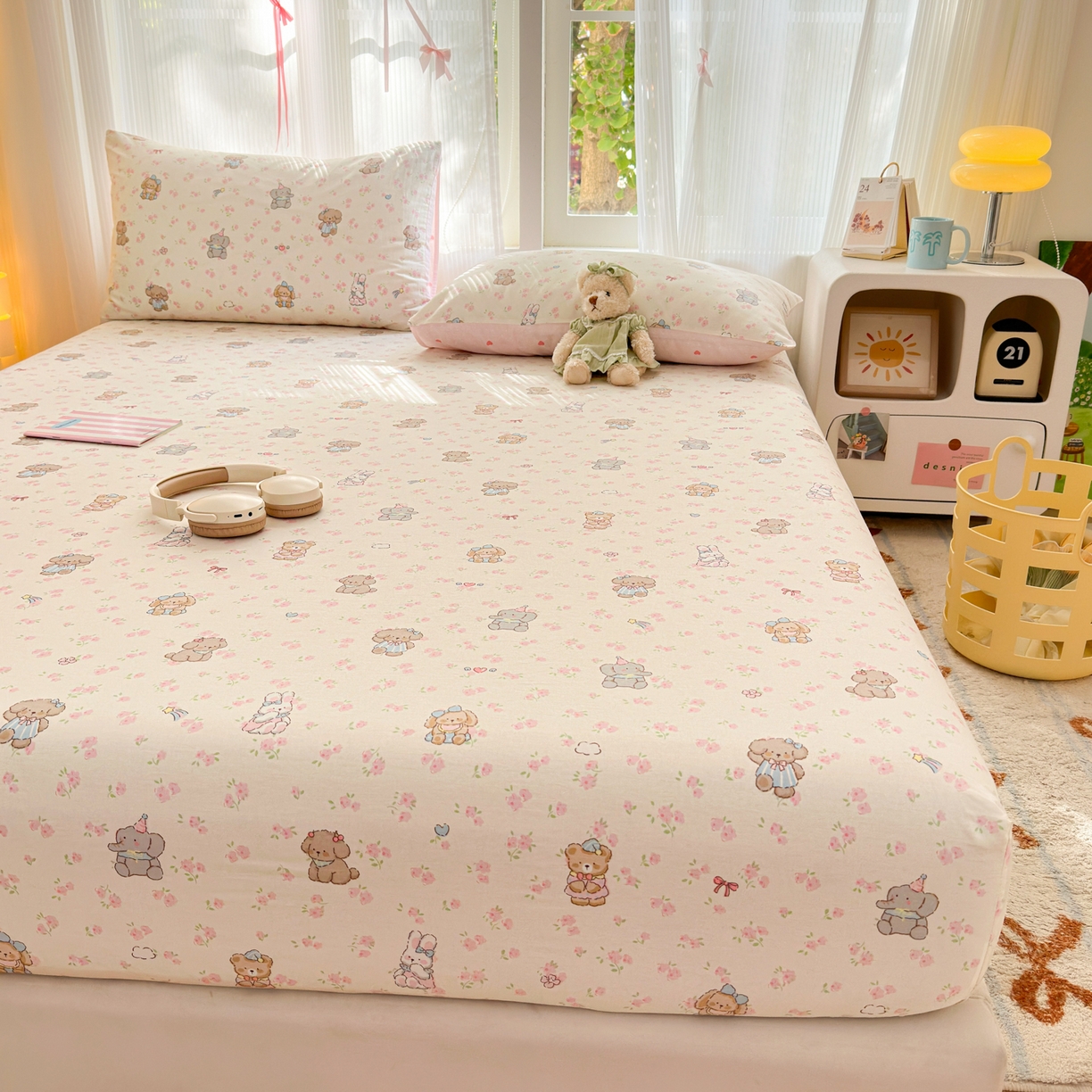 91家纺网 家纺一手货源 找家纺 清雅福 2025新款全棉柔软印花系列单床笠 奶酪幼儿园