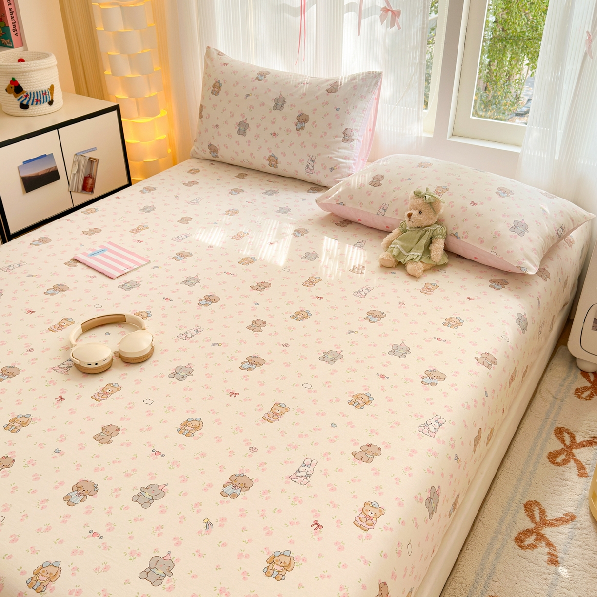 91家纺网 家纺一手货源 找家纺 清雅福 2025新款全棉柔软印花系列单床笠 奶酪幼儿园