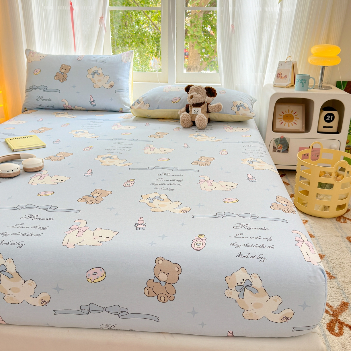 91家纺网 家纺一手货源 找家纺 清雅福 2025新款全棉柔软印花系列单床笠 奶油阿布-兰