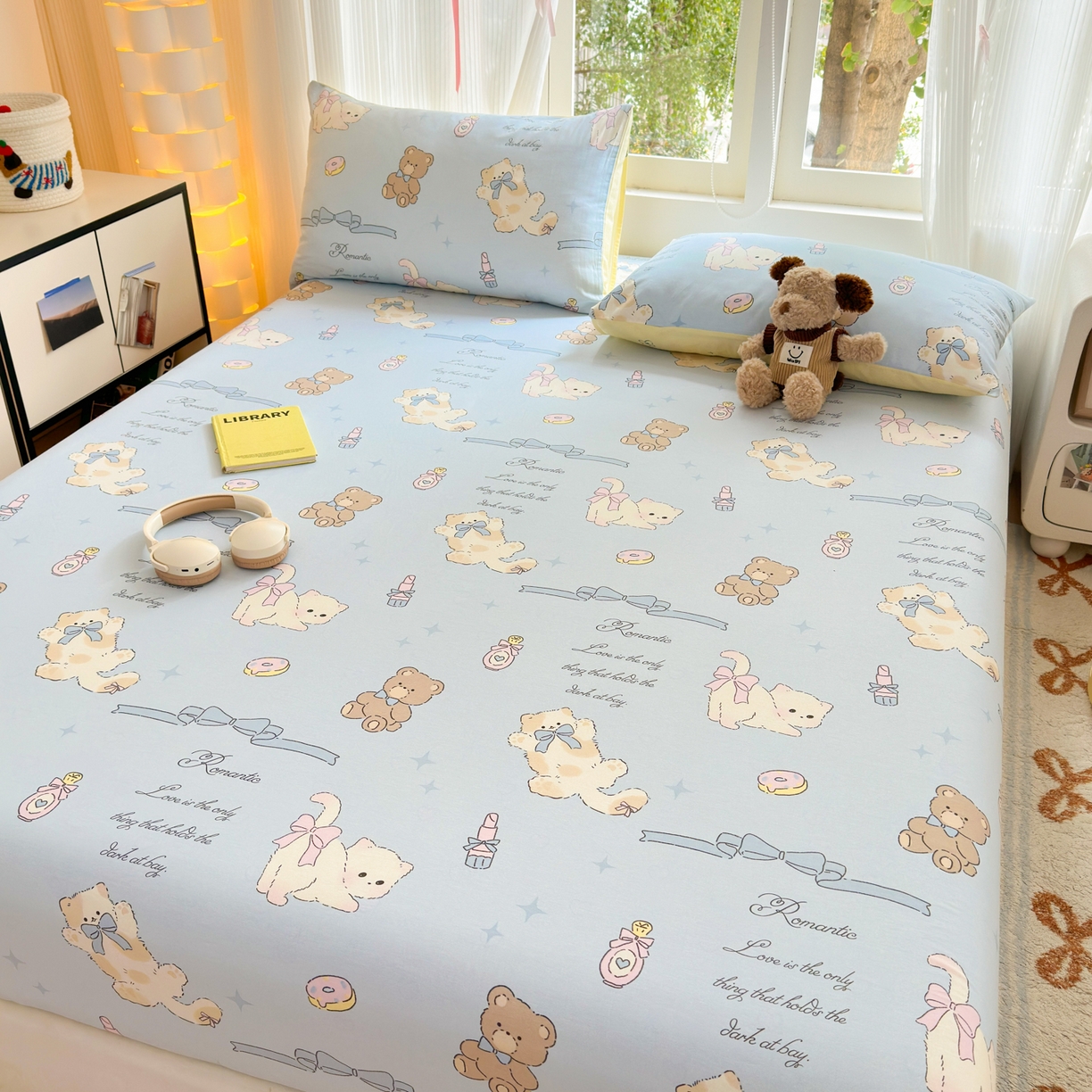 91家纺网 家纺一手货源 找家纺 清雅福 2025新款全棉柔软印花系列单床笠 奶油阿布-兰