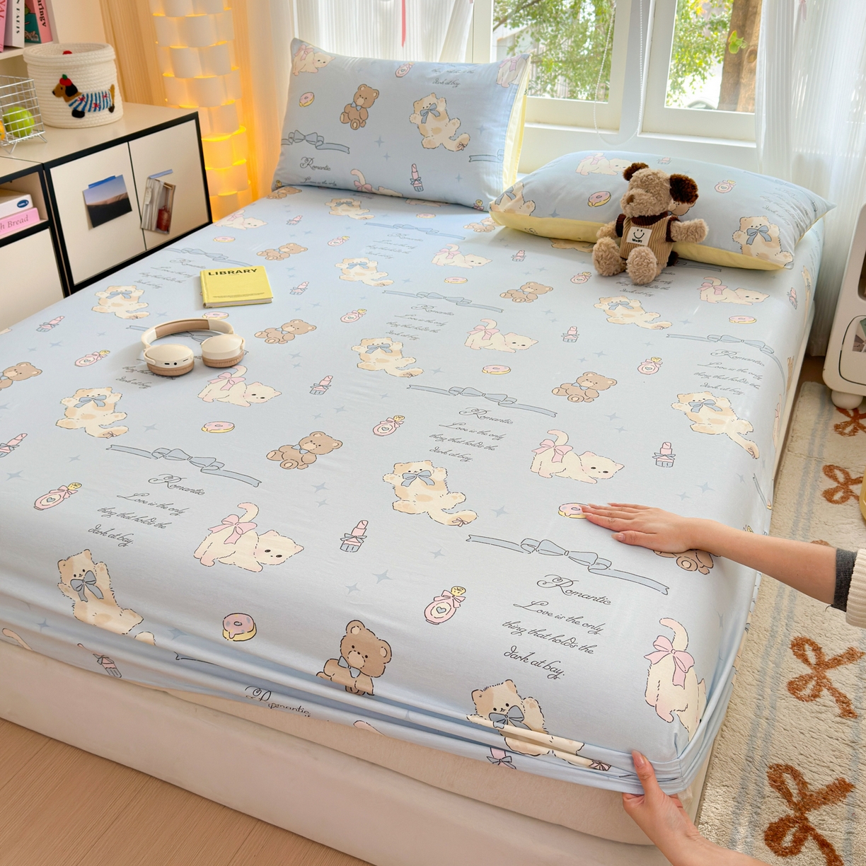 91家纺网 家纺一手货源 找家纺 清雅福 2025新款全棉柔软印花系列单床笠 奶油阿布-兰