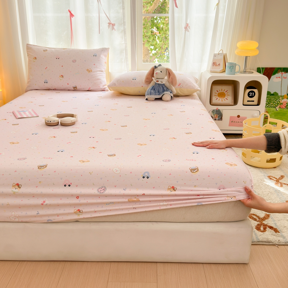 91家纺网 家纺一手货源 找家纺 清雅福 2025新款全棉柔软印花系列单床笠 秋日手册