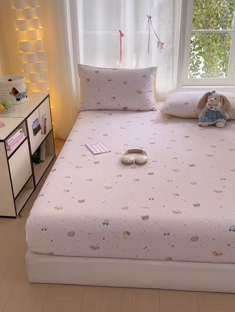 91家纺网 家纺一手货源 找家纺 清雅福 2025新款全棉柔软印花系列单床笠 秋日手册