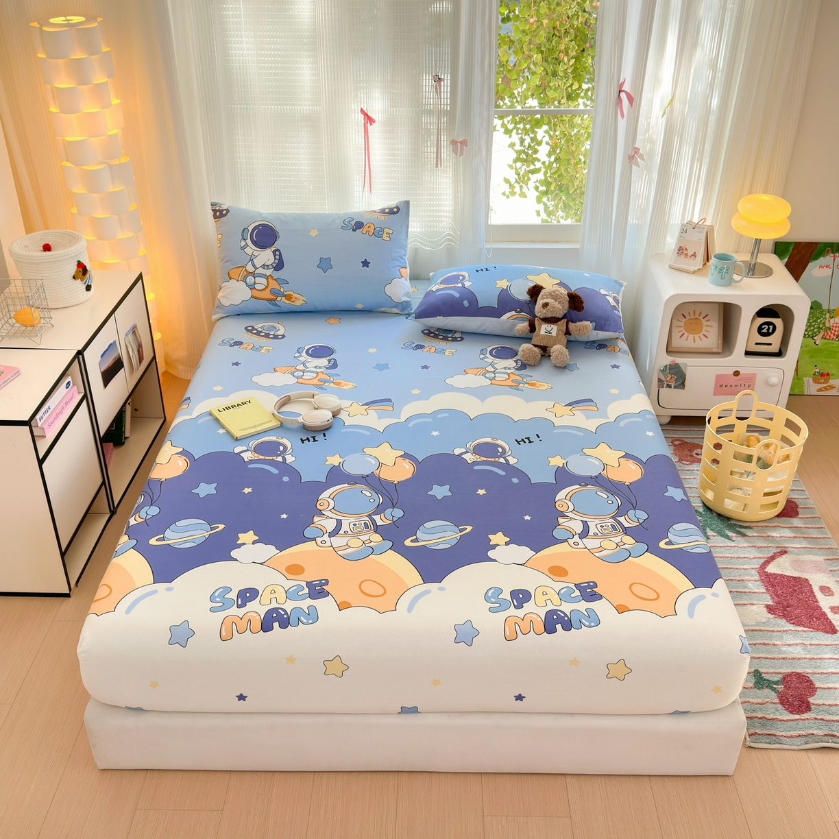 清雅福 2025新款全棉柔软印花系列单床笠 太空梦乐园