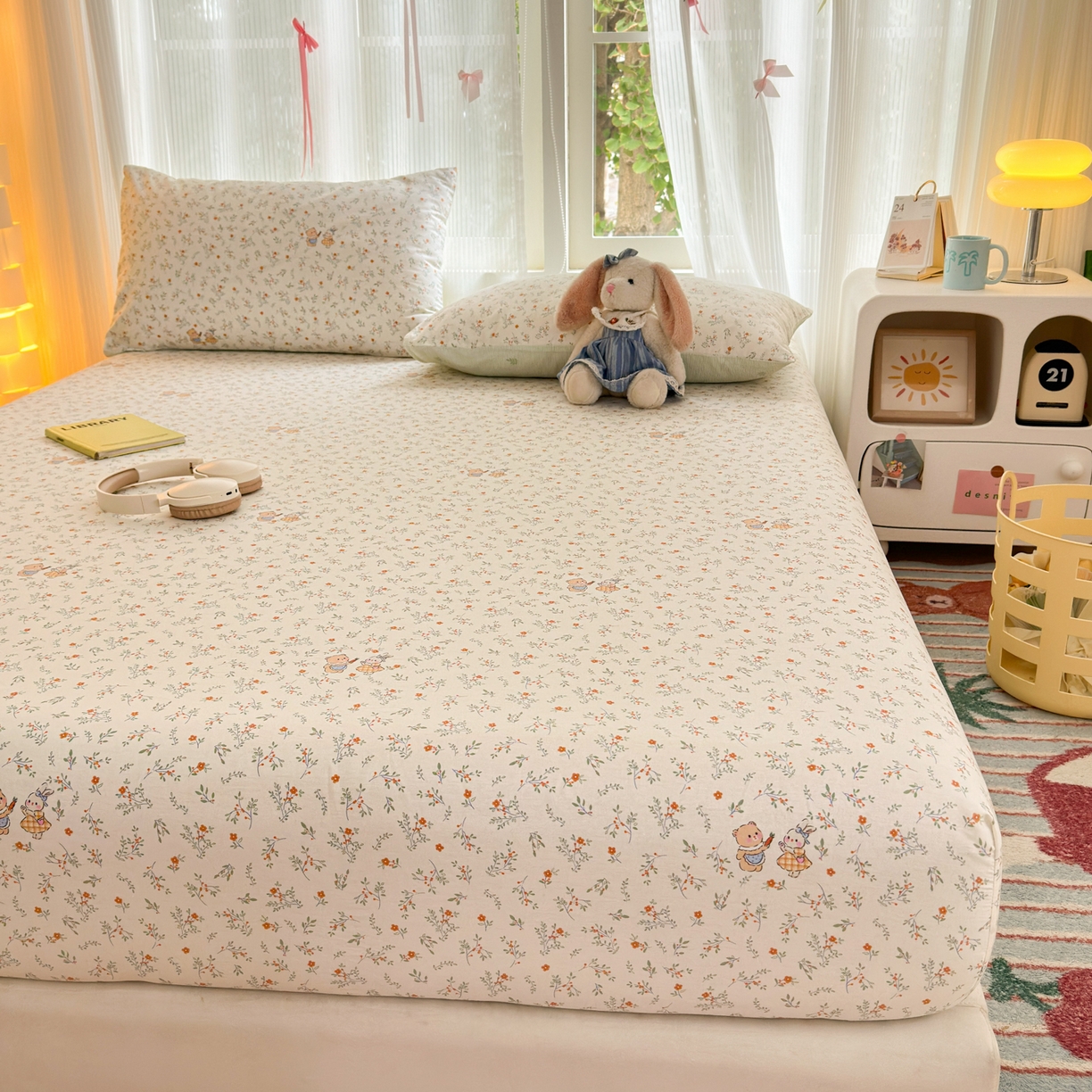 91家纺网 家纺一手货源 找家纺 清雅福 2025新款全棉柔软印花系列单床笠 糖果影院