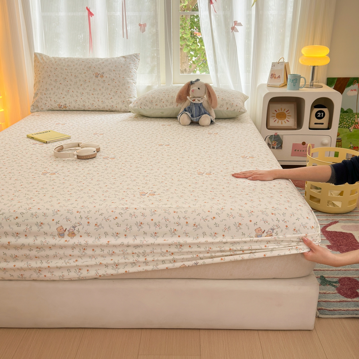 91家纺网 家纺一手货源 找家纺 清雅福 2025新款全棉柔软印花系列单床笠 糖果影院