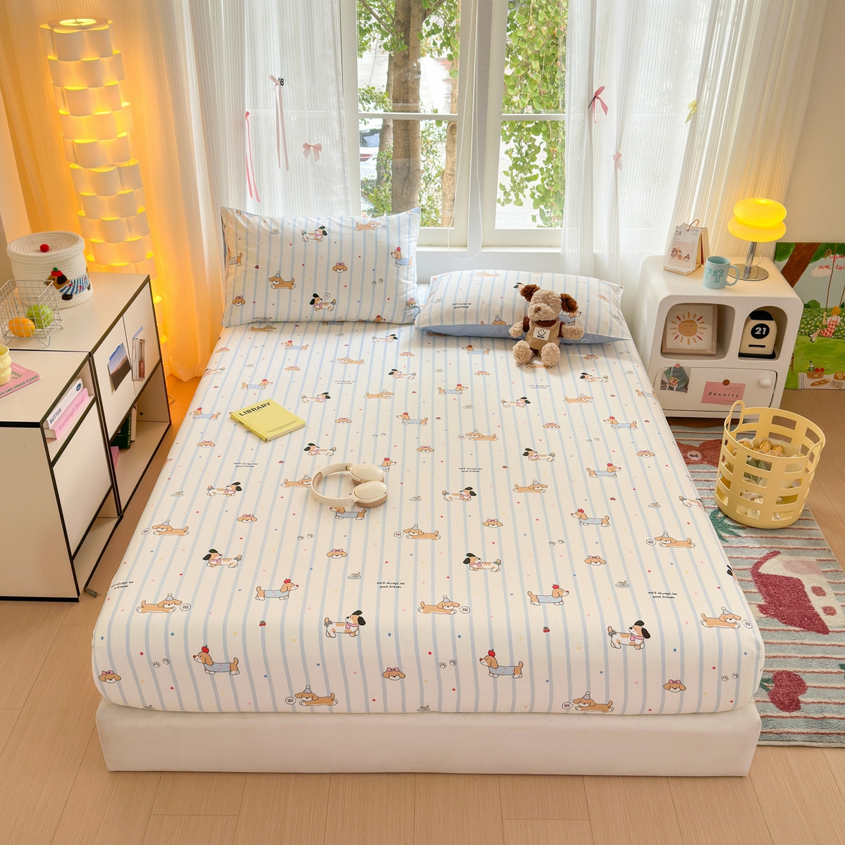 清雅福 2025新款全棉柔软印花系列单床笠 糖纸童年