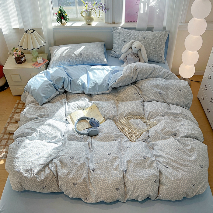 91家纺网 家纺一手货源 找家纺 一比一家纺 2026新款古法水洗仿棉云感纱A类四件套 赫莲娜