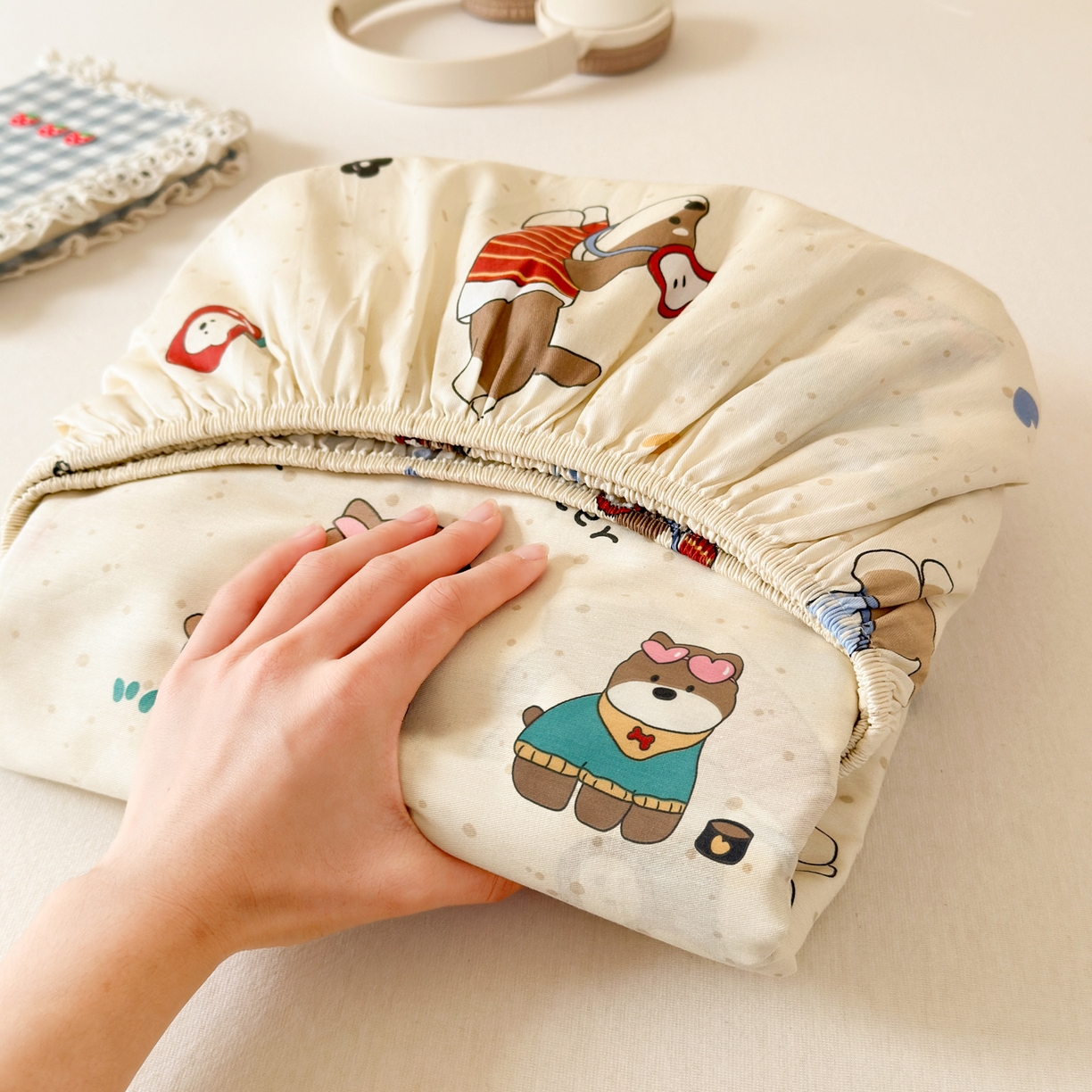 91家纺网 家纺一手货源 找家纺 清雅福 2025新款全棉柔软印花系列单床笠 汪星卧室