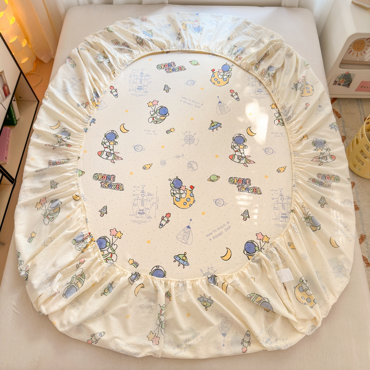 91家纺网 家纺一手货源 找家纺 清雅福 2025新款全棉柔软印花系列单床笠 星际仔仔