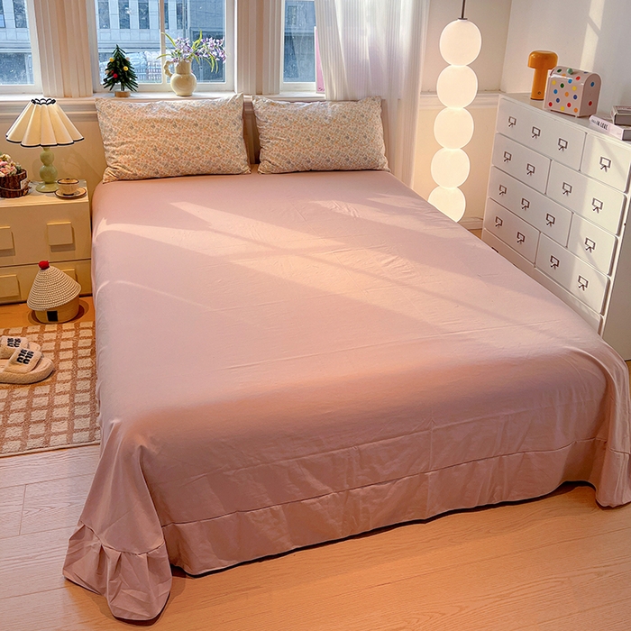 91家纺网 家纺一手货源 找家纺 一比一家纺 2026新款古法水洗仿棉云感纱A类四件套 花千朵