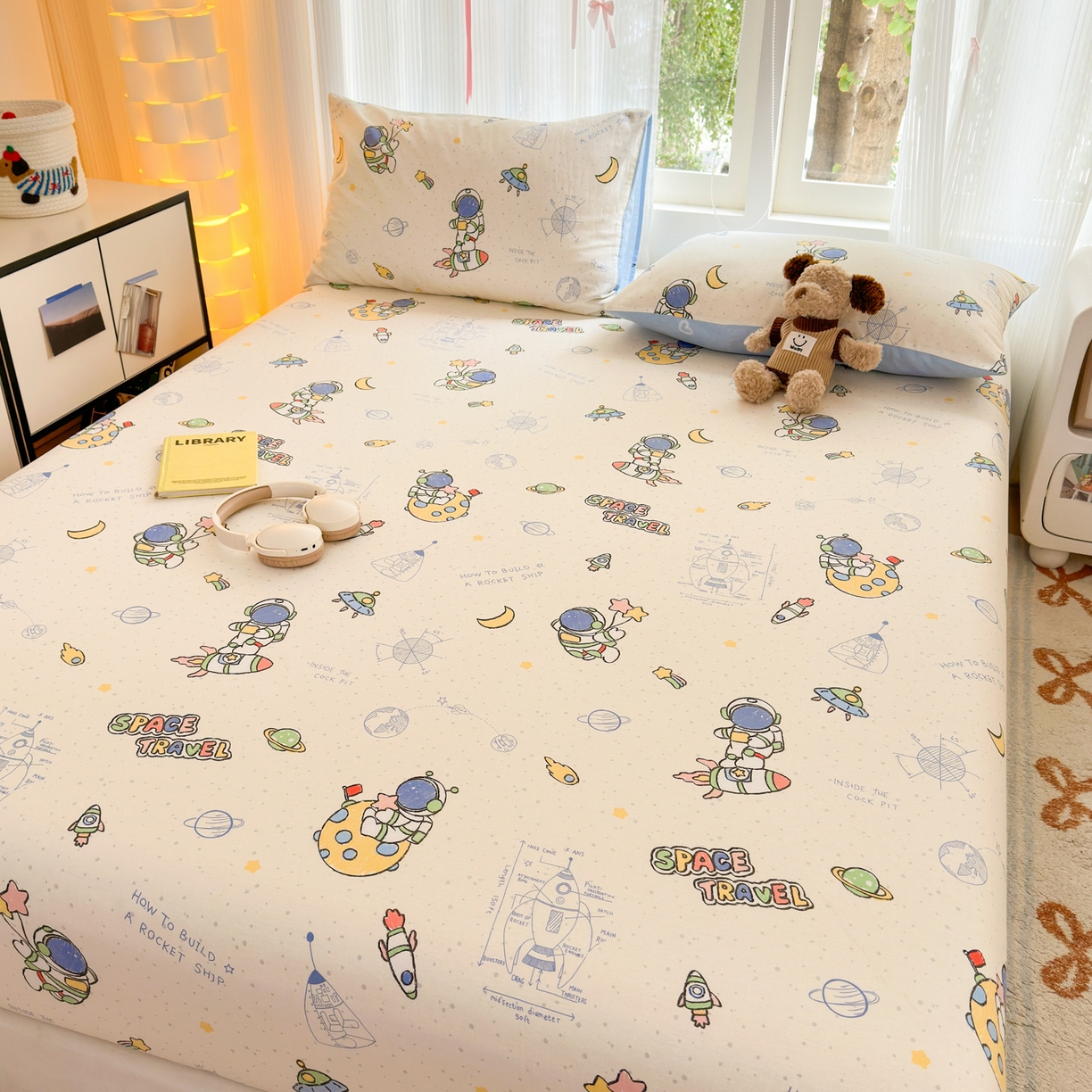 91家纺网 家纺一手货源 找家纺 清雅福 2025新款全棉柔软印花系列单床笠 星际仔仔