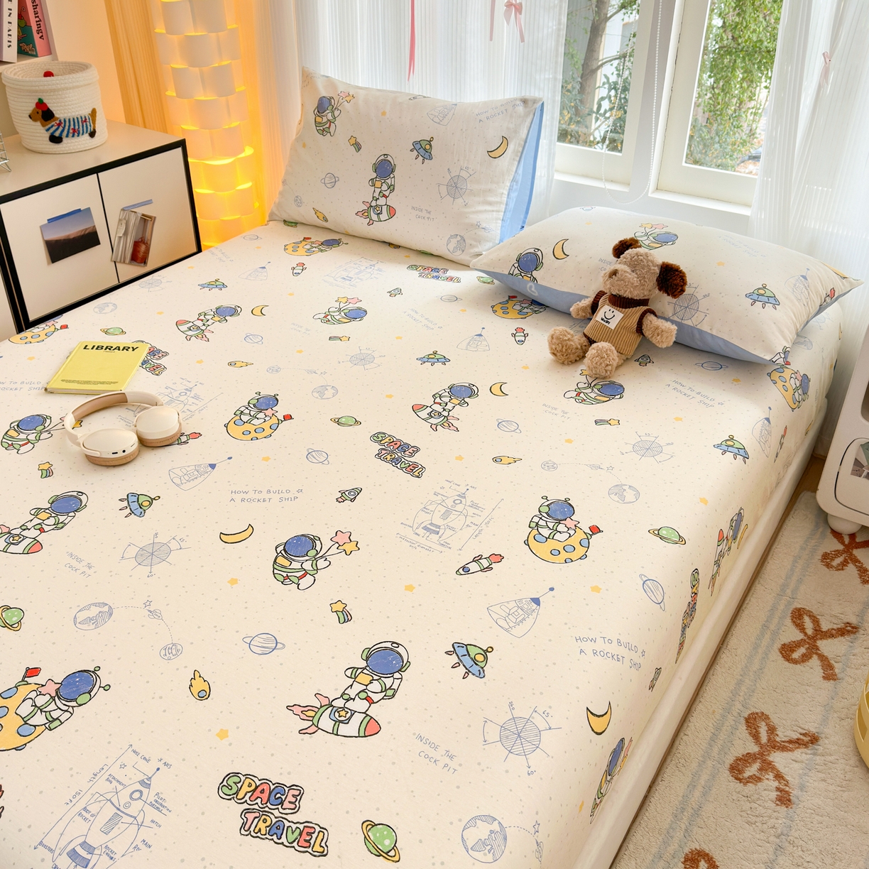 91家纺网 家纺一手货源 找家纺 清雅福 2025新款全棉柔软印花系列单床笠 星际仔仔