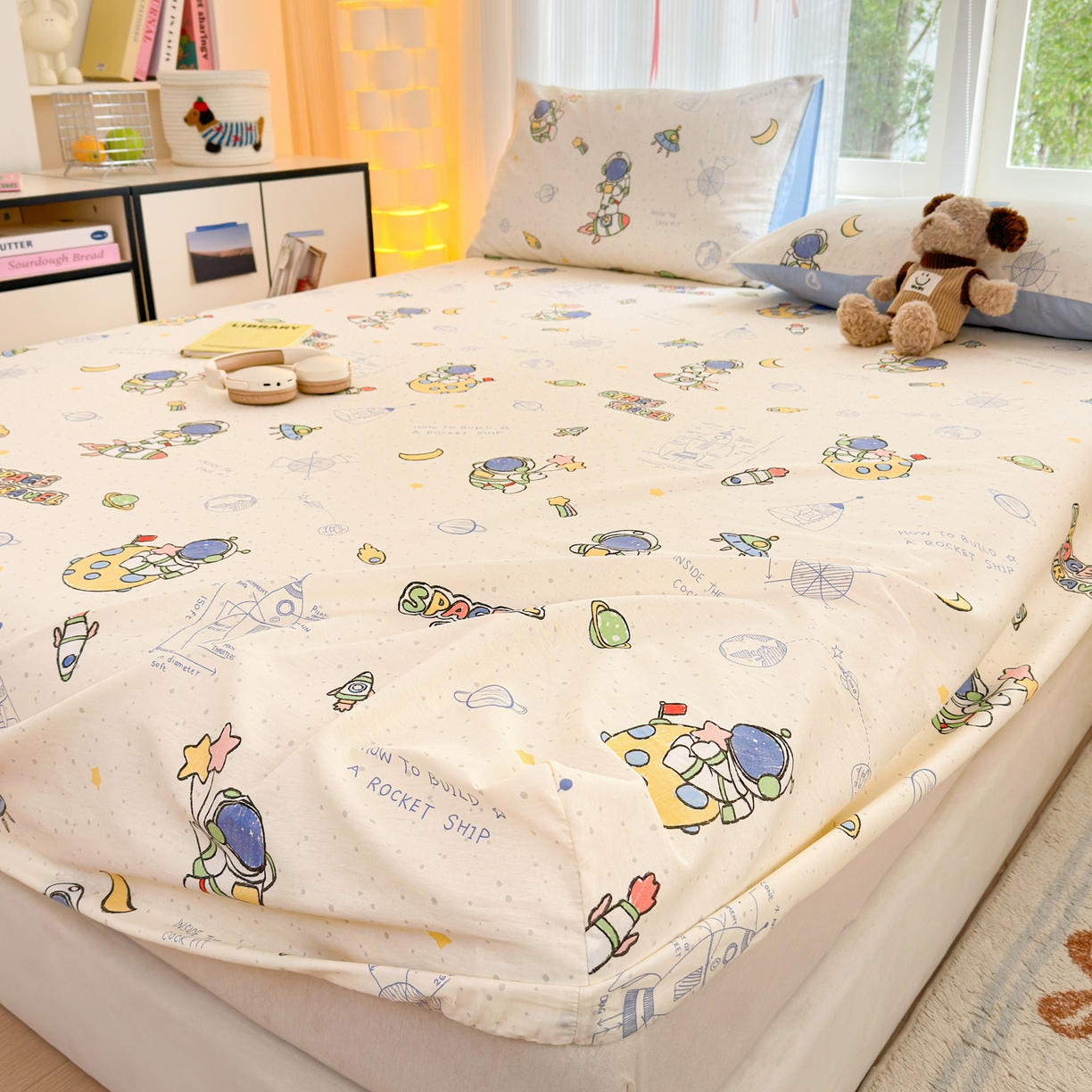 91家纺网 家纺一手货源 找家纺 清雅福 2025新款全棉柔软印花系列单床笠 星际仔仔