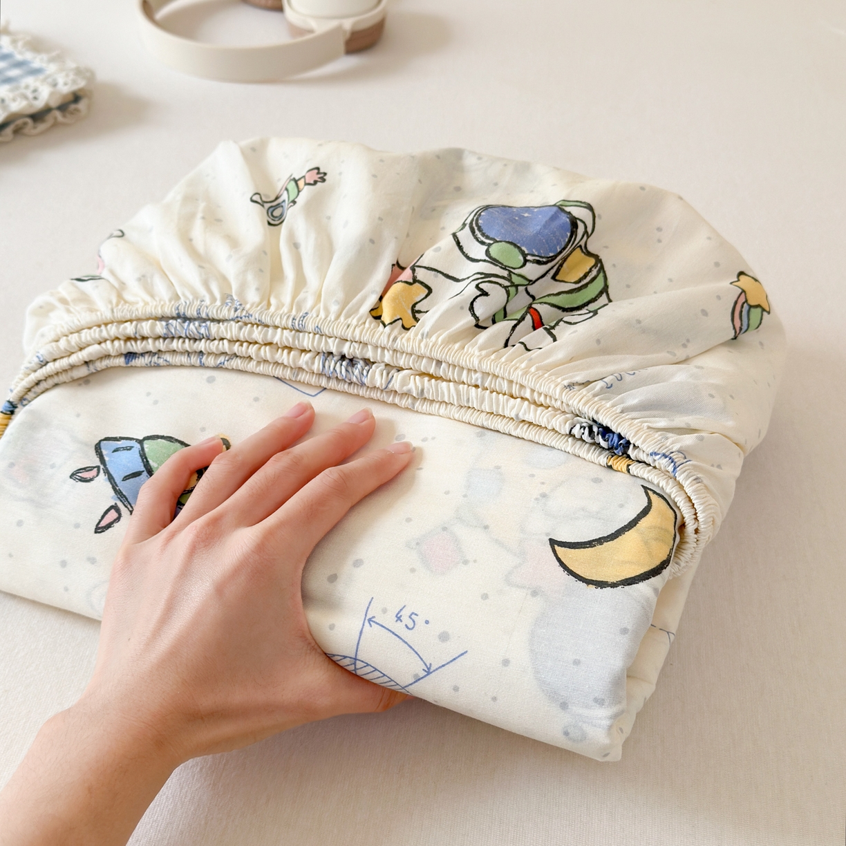 91家纺网 家纺一手货源 找家纺 清雅福 2025新款全棉柔软印花系列单床笠 星际仔仔