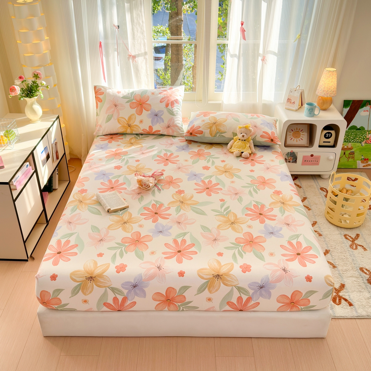 清雅福 2025新款全棉柔软印花系列单床笠 云裳花谷