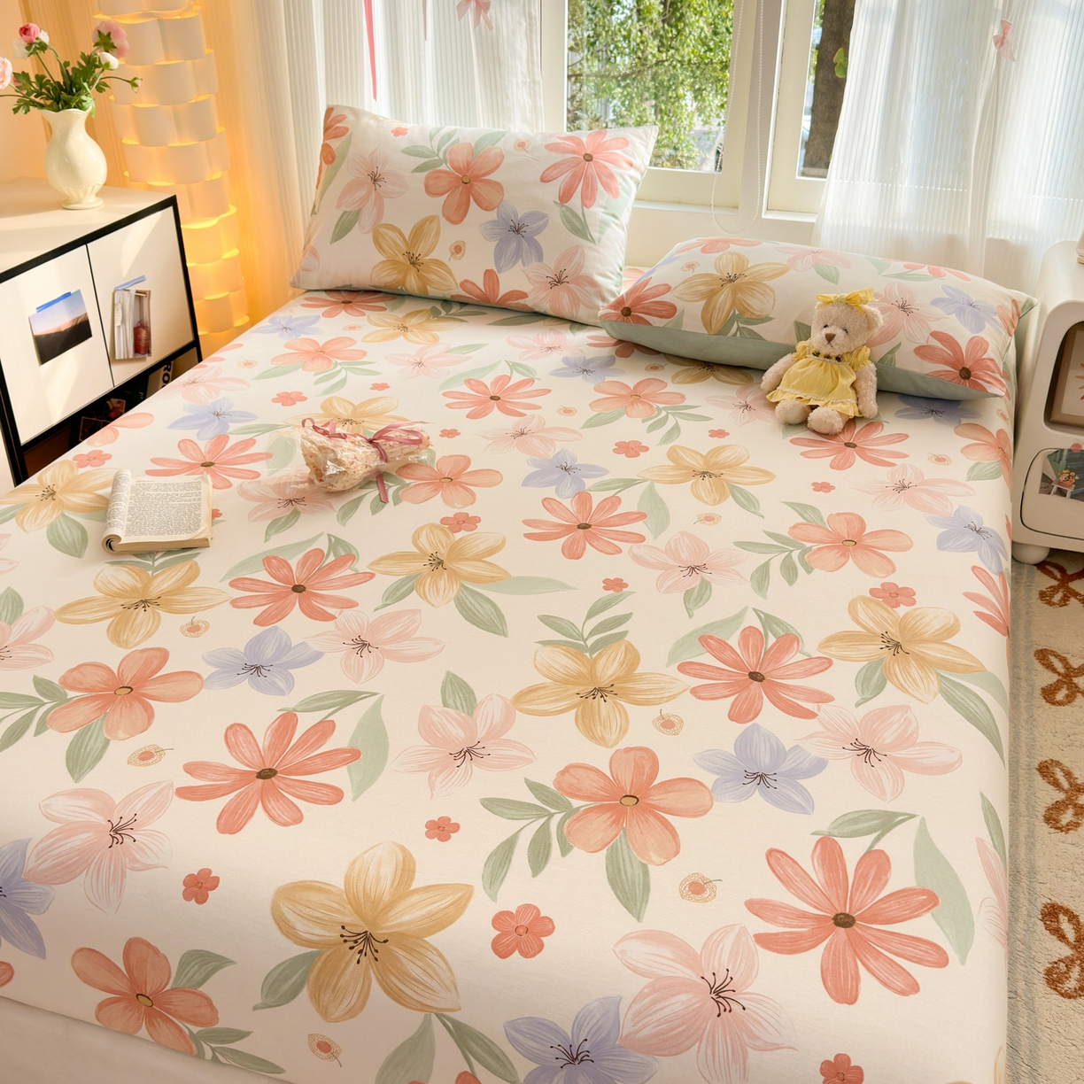 91家纺网 家纺一手货源 找家纺 清雅福 2025新款全棉柔软印花系列单床笠 云裳花谷