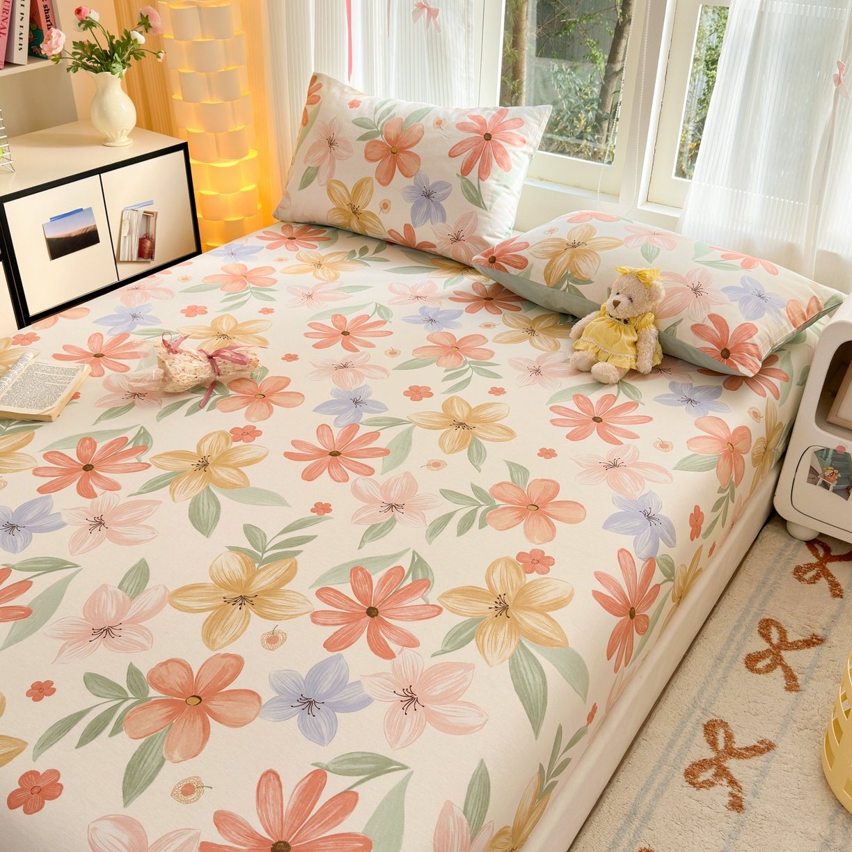 91家纺网 家纺一手货源 找家纺 清雅福 2025新款全棉柔软印花系列单床笠 云裳花谷