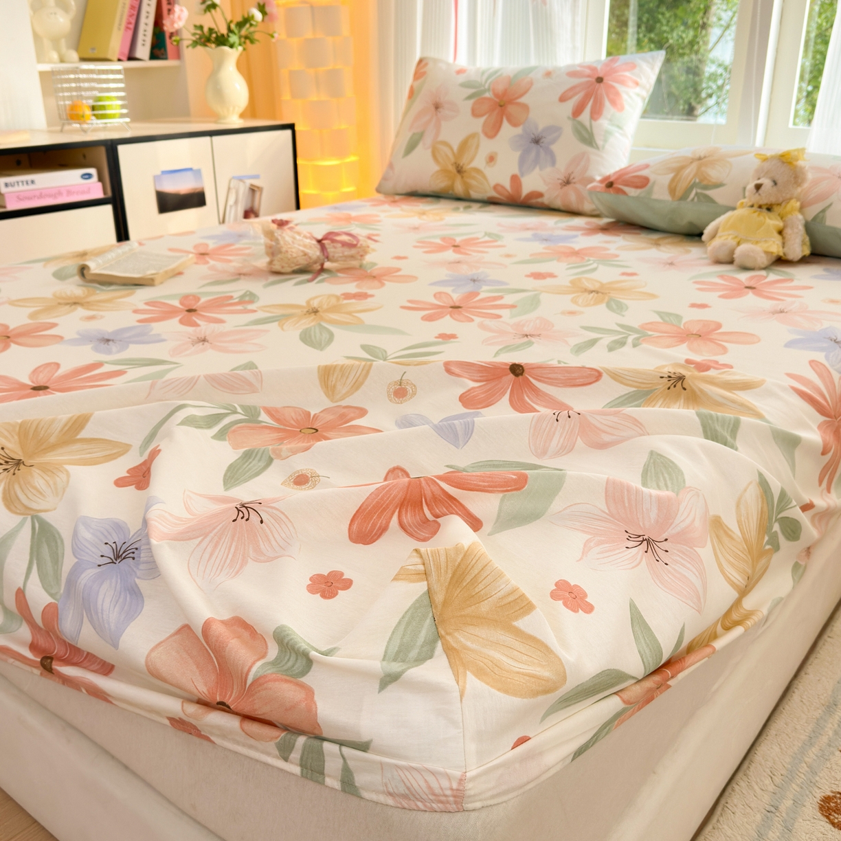 91家纺网 家纺一手货源 找家纺 清雅福 2025新款全棉柔软印花系列单床笠 云裳花谷