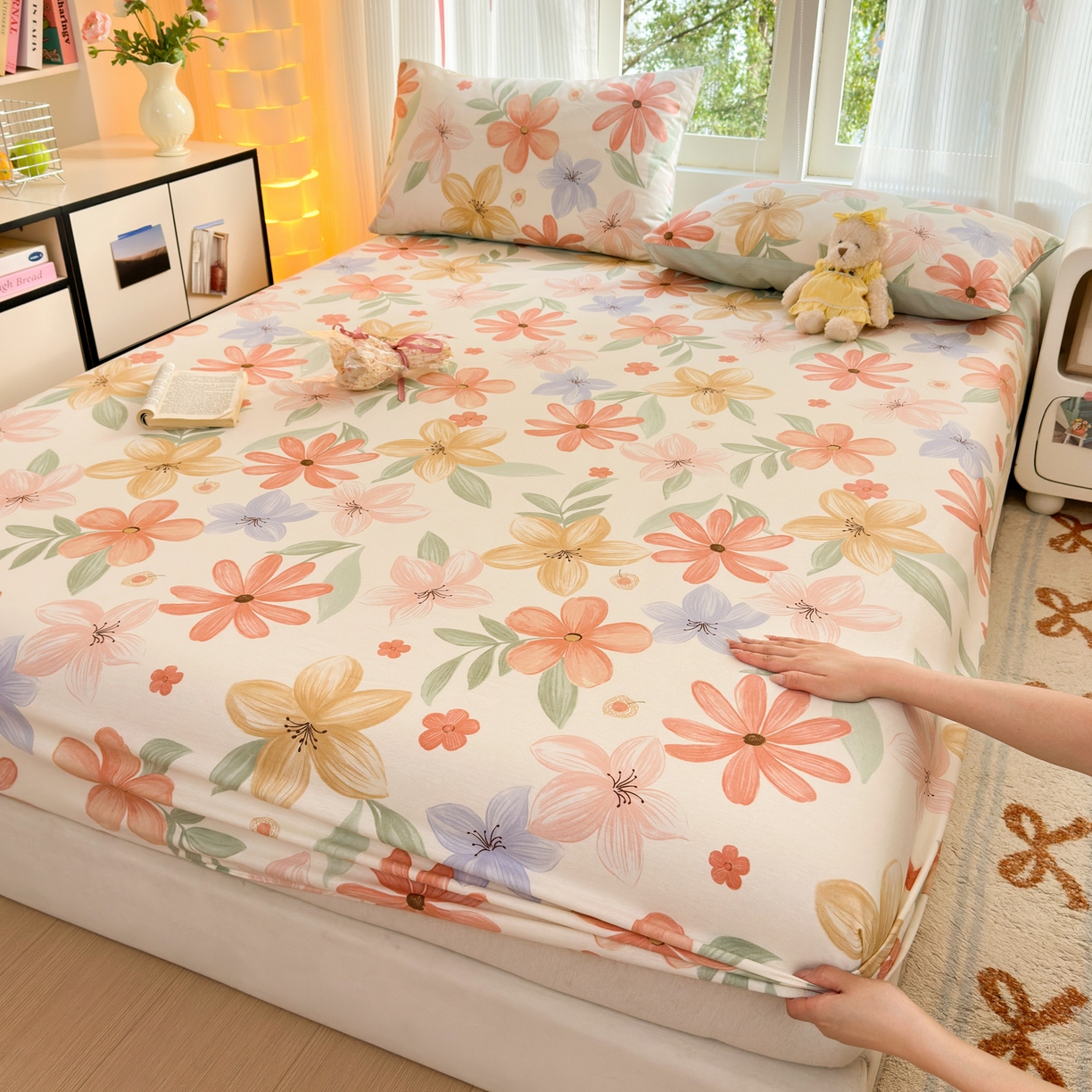 91家纺网 家纺一手货源 找家纺 清雅福 2025新款全棉柔软印花系列单床笠 云裳花谷