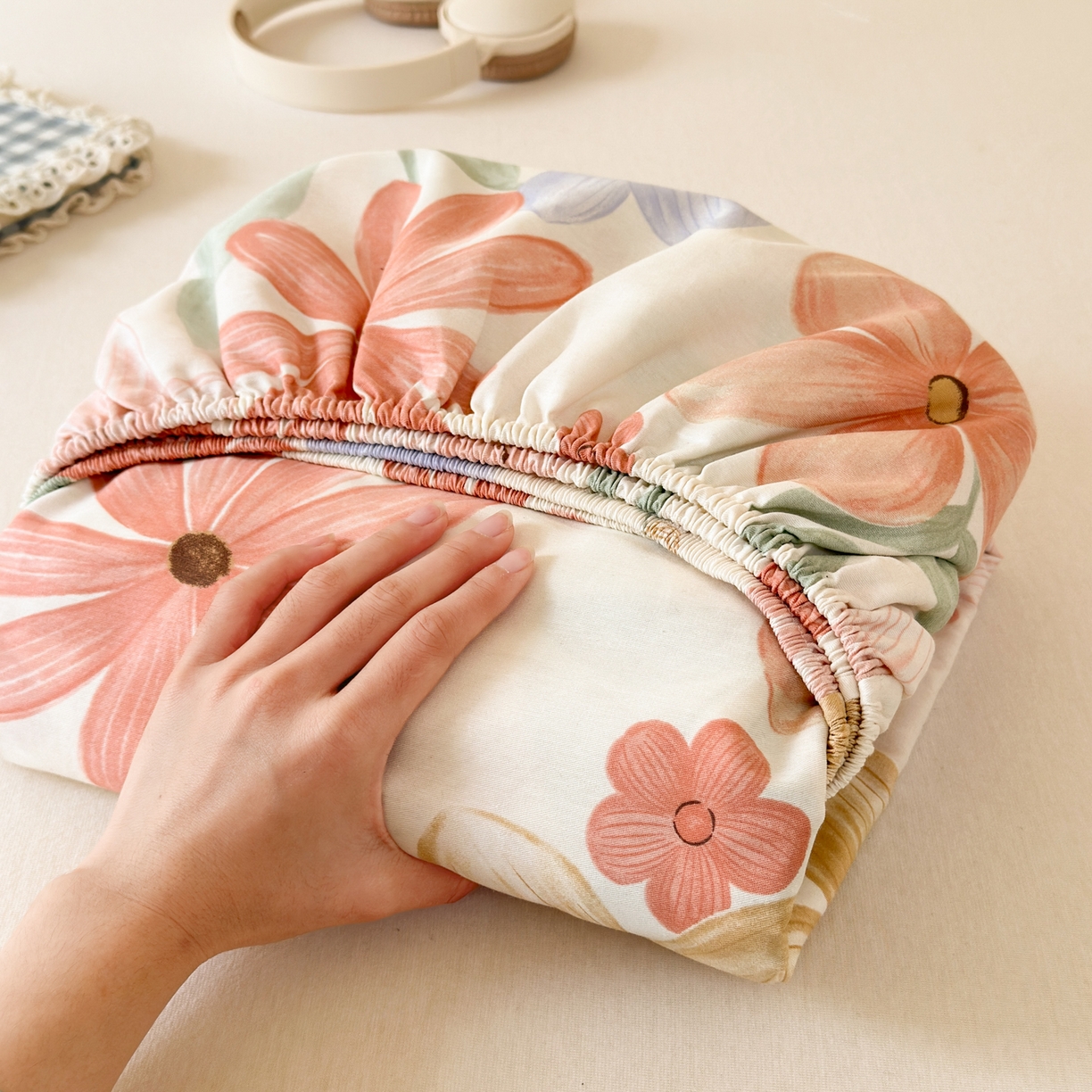 91家纺网 家纺一手货源 找家纺 清雅福 2025新款全棉柔软印花系列单床笠 云裳花谷