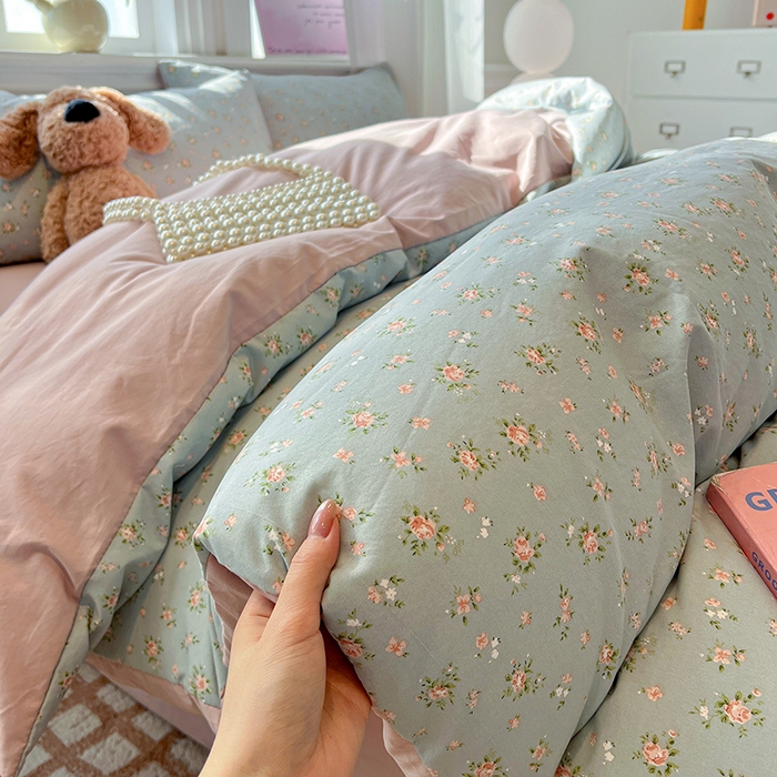 91家纺网 家纺一手货源 找家纺 一比一家纺 2026新款古法水洗仿棉云感纱A类四件套 莉莉安