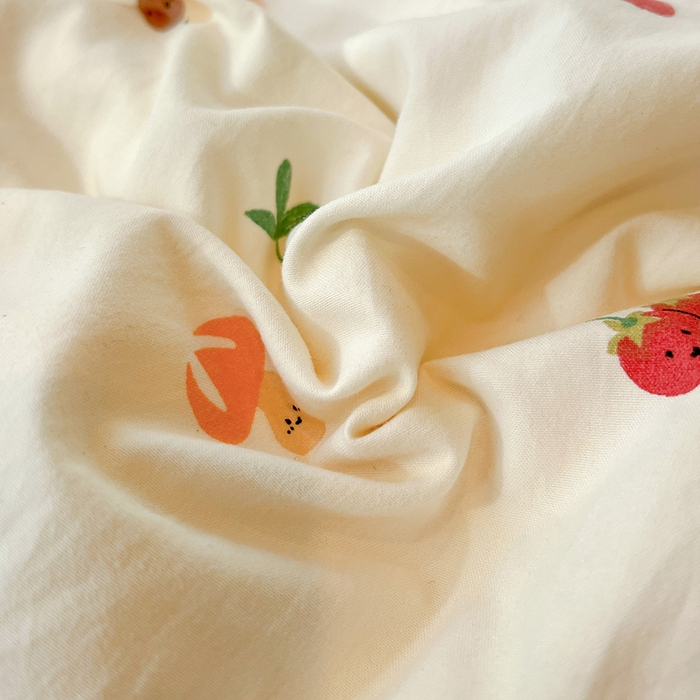 91家纺网 家纺一手货源 找家纺 一比一家纺 2026新款古法水洗仿棉云感纱A类四件套 南瓜果果