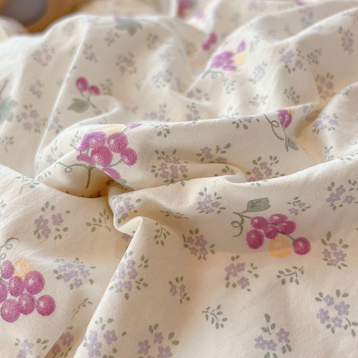 91家纺网 家纺一手货源 找家纺 一比一家纺 2026新款古法水洗仿棉云感纱A类四件套 葡萄