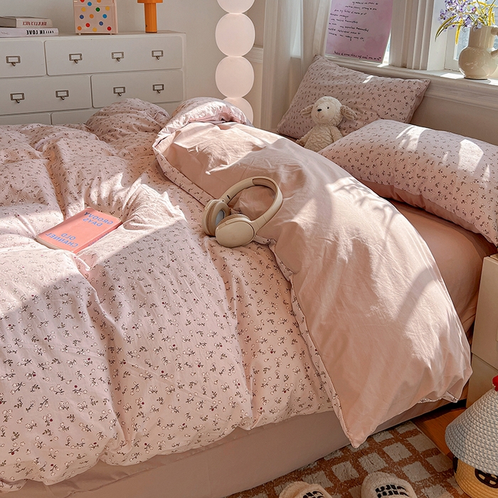 91家纺网 家纺一手货源 找家纺 一比一家纺 2026新款古法水洗仿棉云感纱A类四件套 浅梦