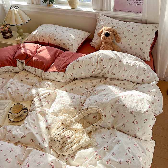 91家纺网 家纺一手货源 找家纺 一比一家纺 2026新款古法水洗仿棉云感纱A类四件套 疏影