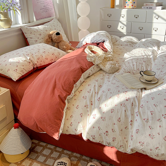 91家纺网 家纺一手货源 找家纺 一比一家纺 2026新款古法水洗仿棉云感纱A类四件套 疏影