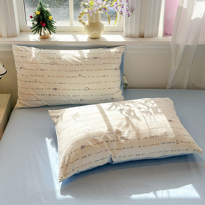 91家纺网 家纺一手货源 找家纺 一比一家纺 2026新款古法水洗仿棉云感纱A类四件套 甜心喵