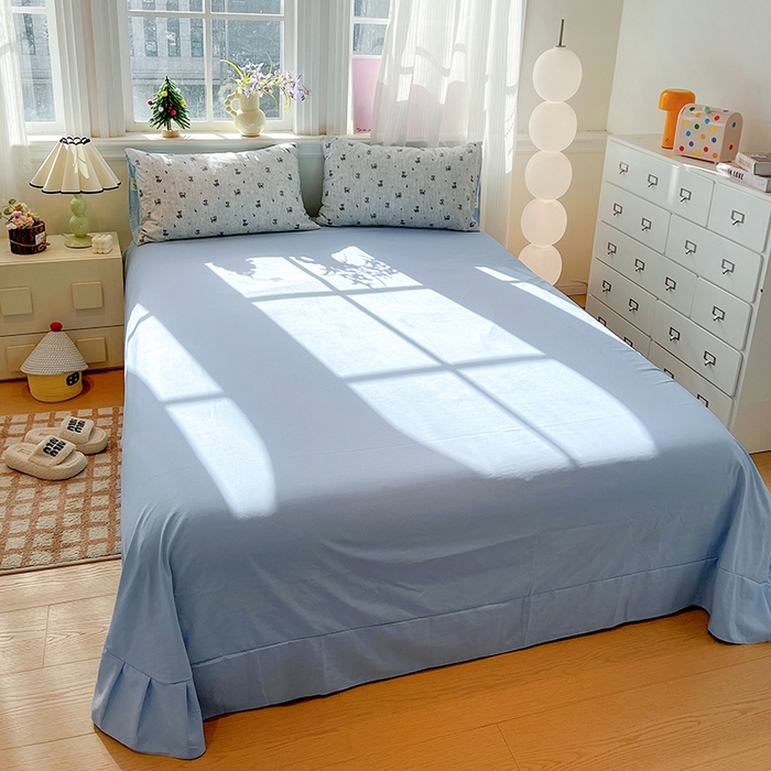 91家纺网 家纺一手货源 找家纺 一比一家纺 2026新款古法水洗仿棉云感纱A类四件套 条纹狗