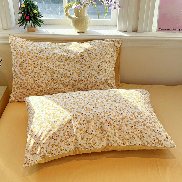 91家纺网 家纺一手货源 找家纺 一比一家纺 2026新款古法水洗仿棉云感纱A类四件套 小黄花