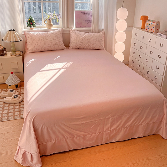 91家纺网 家纺一手货源 找家纺 一比一家纺 2026新款古法水洗仿棉云感纱A类四件套 小幸运