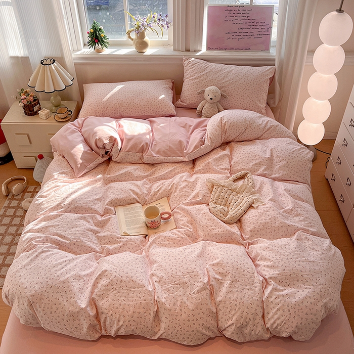 91家纺网 家纺一手货源 找家纺 一比一家纺 2026新款古法水洗仿棉云感纱A类四件套 小幸运