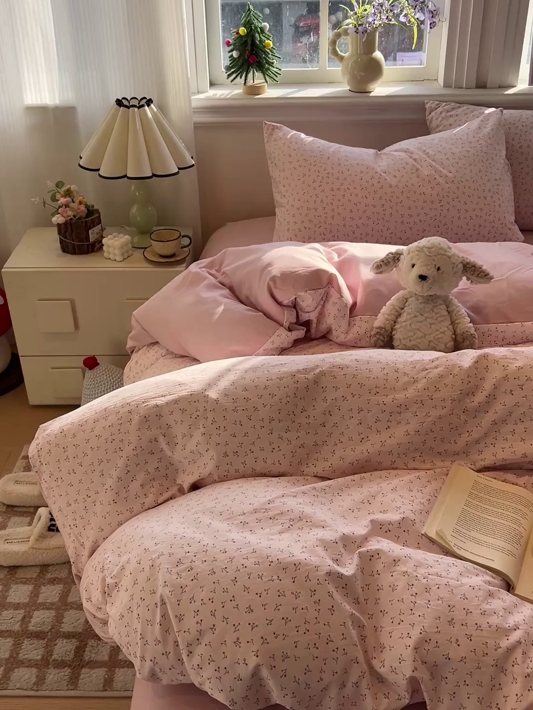 91家纺网 家纺一手货源 找家纺 一比一家纺 2026新款古法水洗仿棉云感纱A类四件套 小幸运