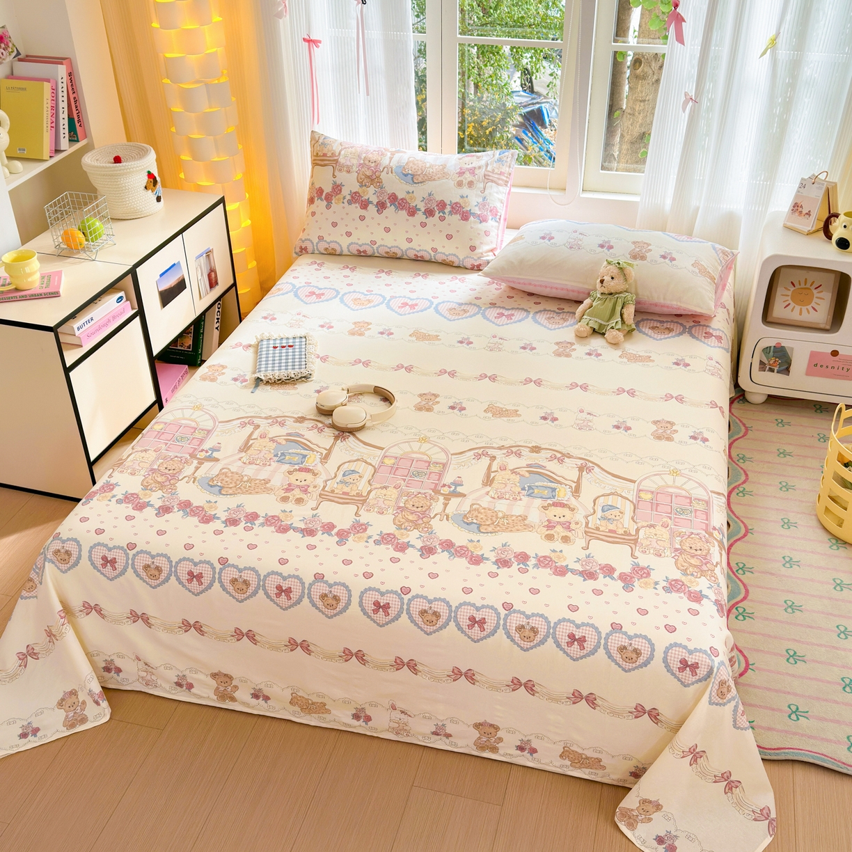 91家纺网 家纺一手货源 找家纺 清雅福 2025新款全棉柔软印花系列单床单 安缦小熊