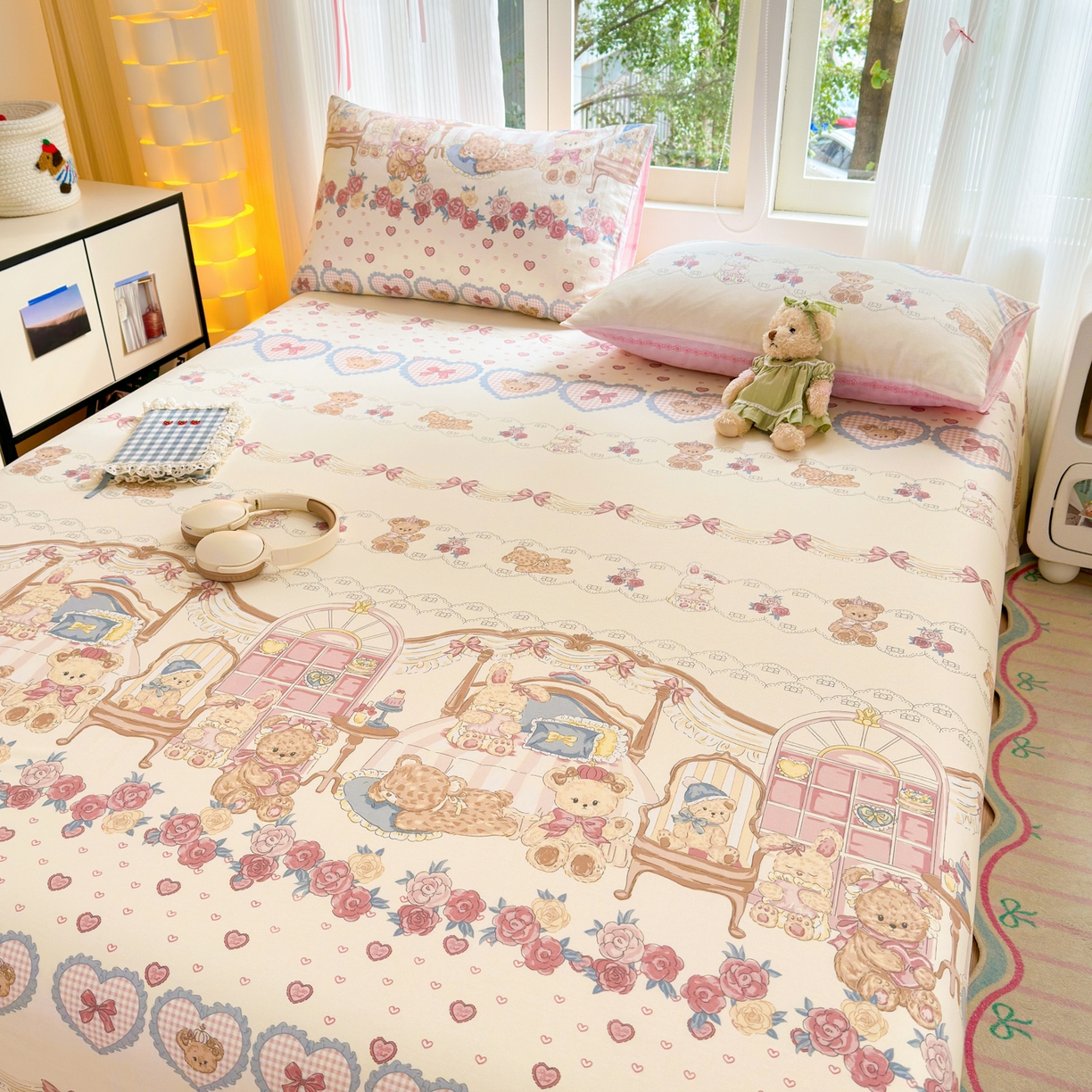 91家纺网 家纺一手货源 找家纺 清雅福 2025新款全棉柔软印花系列单床单 安缦小熊