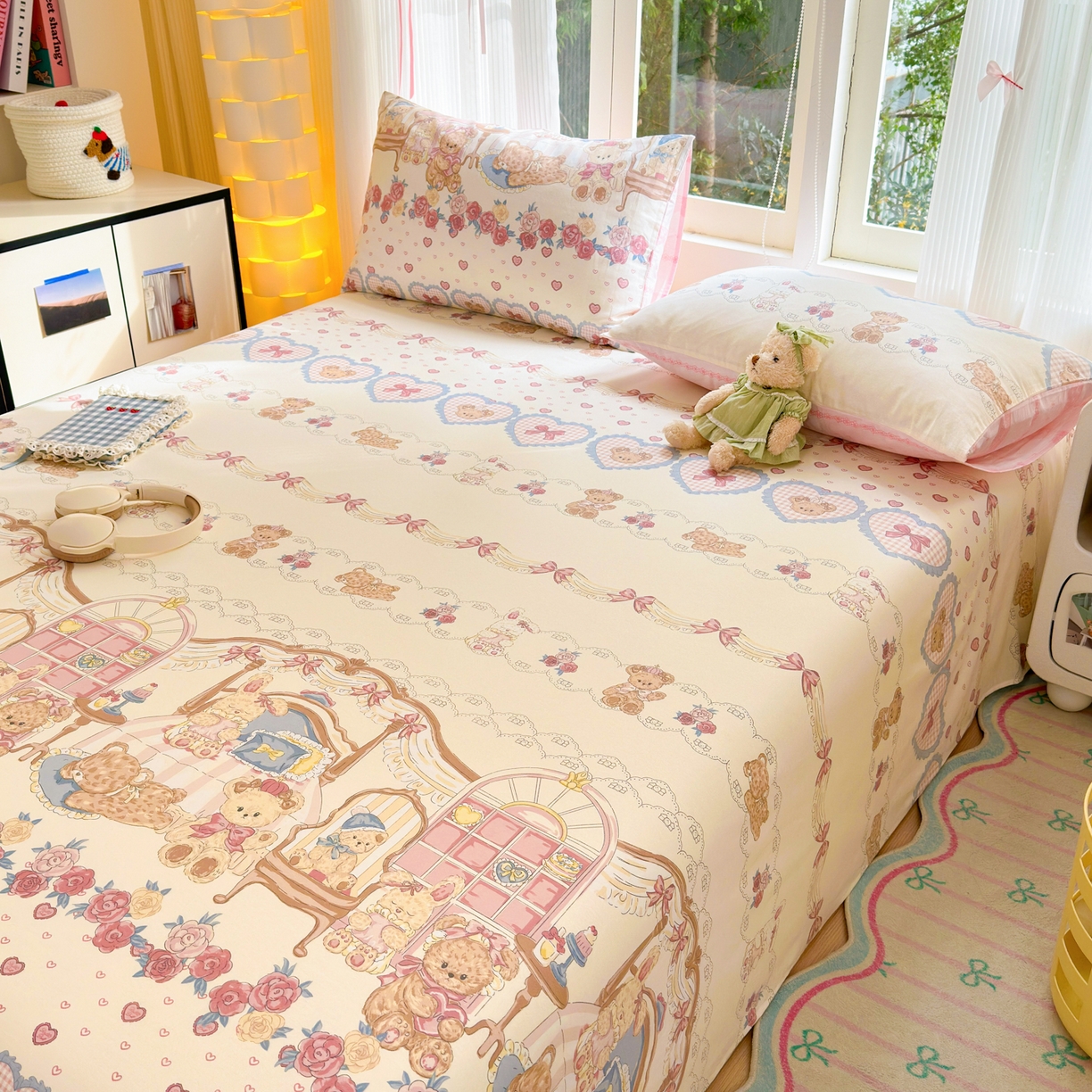 91家纺网 家纺一手货源 找家纺 清雅福 2025新款全棉柔软印花系列单床单 安缦小熊