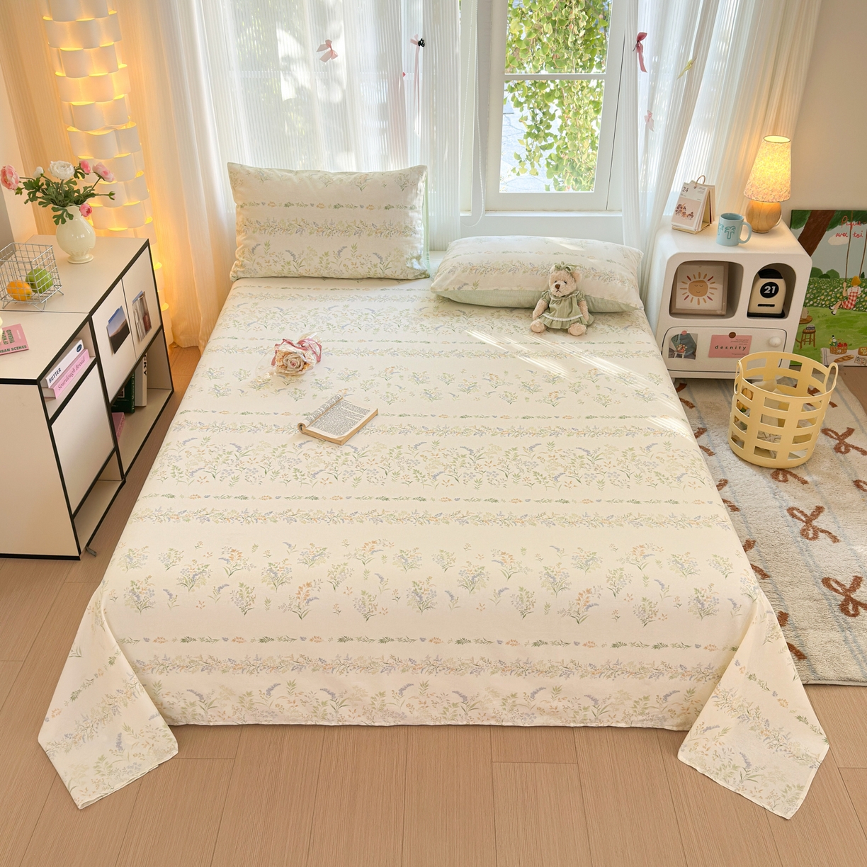 清雅福 2025新款全棉柔软印花系列单床单 丛草集