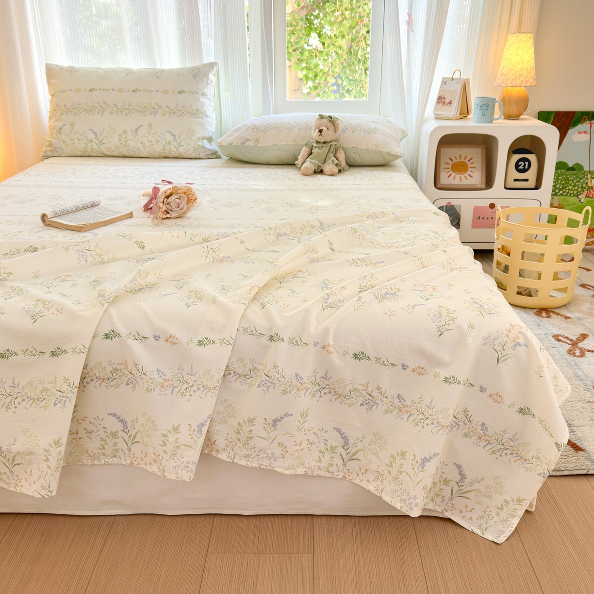 91家纺网 家纺一手货源 找家纺 清雅福 2025新款全棉柔软印花系列单床单 丛草集