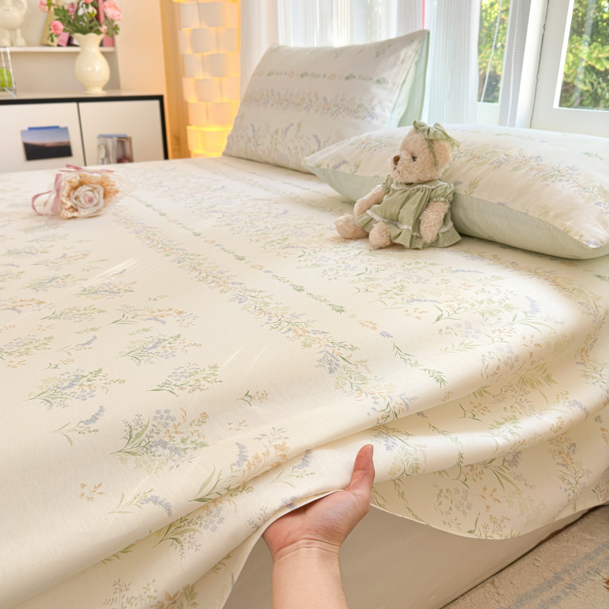 91家纺网 家纺一手货源 找家纺 清雅福 2025新款全棉柔软印花系列单床单 丛草集