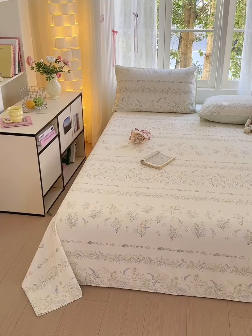 91家纺网 家纺一手货源 找家纺 清雅福 2025新款全棉柔软印花系列单床单 丛草集