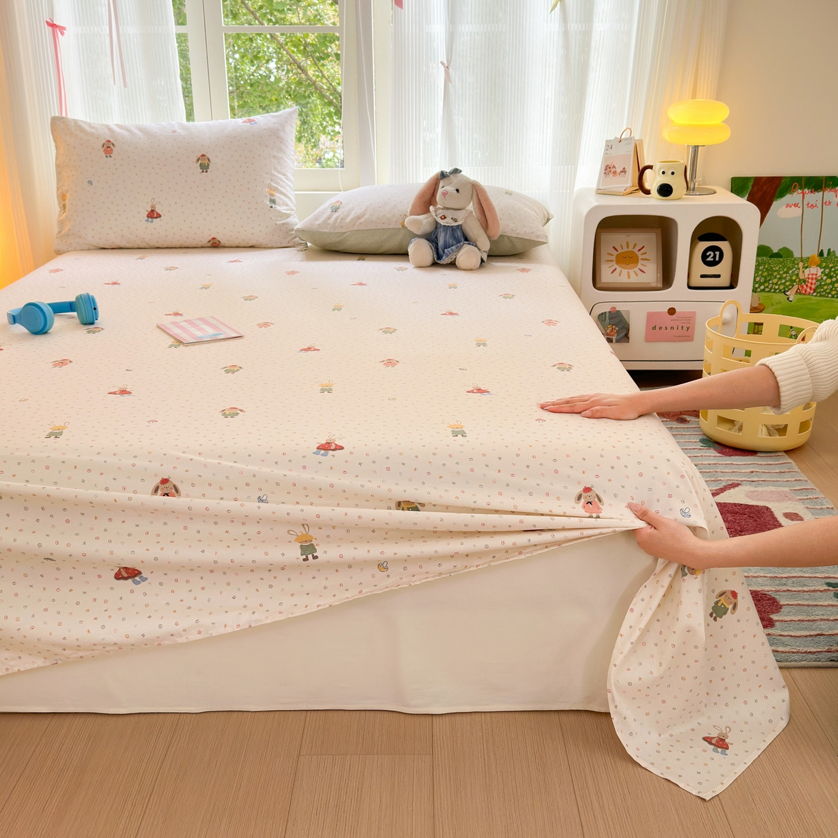 91家纺网 家纺一手货源 找家纺 清雅福 2025新款全棉柔软印花系列单床单 大耳朵