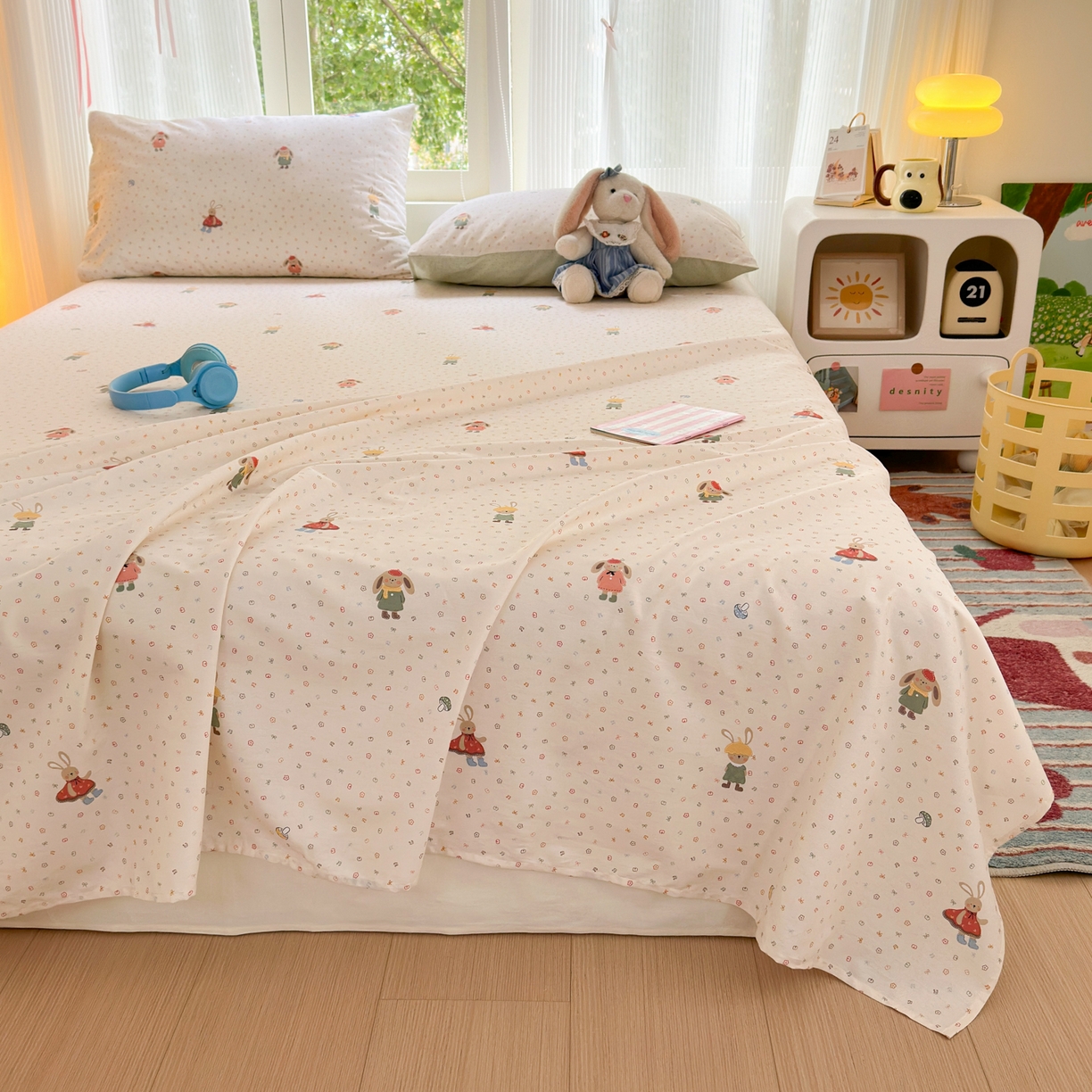 91家纺网 家纺一手货源 找家纺 清雅福 2025新款全棉柔软印花系列单床单 大耳朵